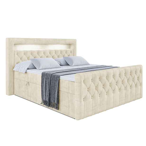 ALTDECOR KONTINENTÁLNÍ POSTEL s matrací H3 - AURORA - 200x200 cm Béžová