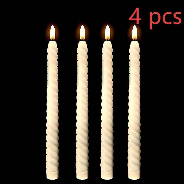 TEMU 4 ks LED kuželových svíček bez plamene | Blikající svícníky napájené bateriemi, nehořlavé, s jedním knotem, ideální pro církevní /dekorace na