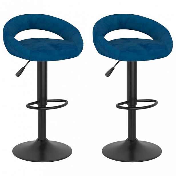 Barová židle 2 ks samet / kov Modrá