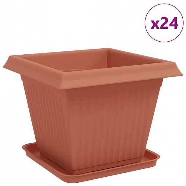 vidaXL Květináče 24 ks Cihlově červená Plast