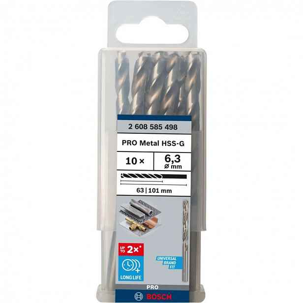 Bosch - Sada vrtáků do kovu, 6,3x101 mm, 10 ks 2608585498