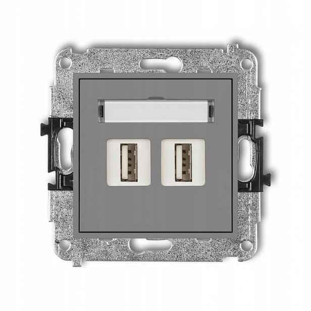 Karlik Mini šedý mat zásuvka 2xUSB-A A