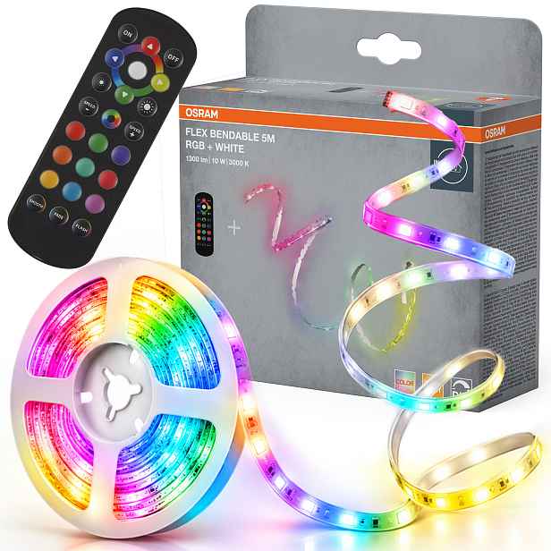 Led páska Elastická Samolepicí páska 10W Rgbw 3000K 5 m Dálkový Ovladač Osram
