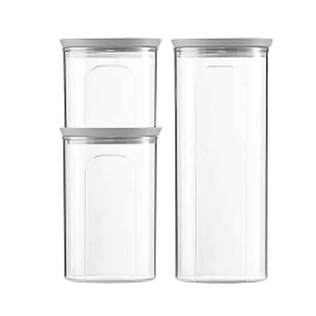 STEFANPLAST Sada 3 kulatých dóz Tosca, transparetní/šedé