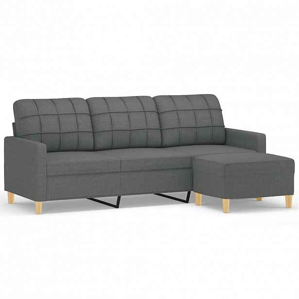 vidaXL 3místná pohovka s podnožkou tmavě šedá 180 cm textil