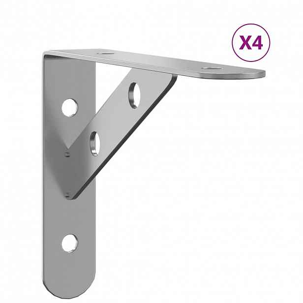 vidaXL Policové držáky 4 ks 15 x 2,5 x 11,5 cm stříbrné nerezová ocel