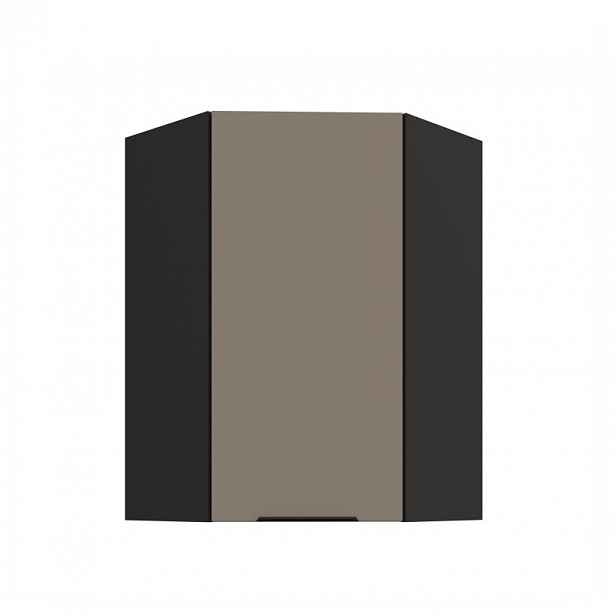 Vysoká rohová skříňka LUNARA 1 - 60x60 cm, tmavě béžová / černá