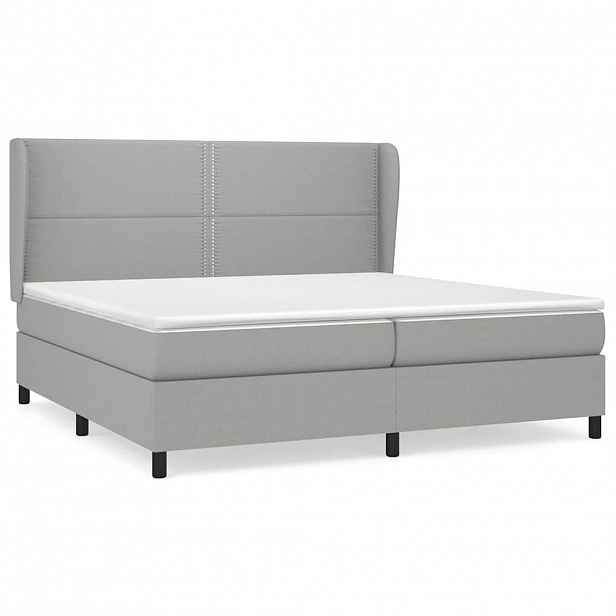 vidaXL Box spring postel s matrací světle šedá 200 x 200 cm textil