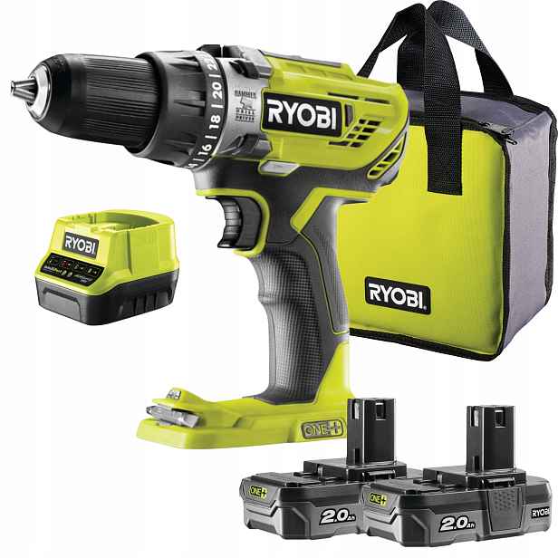 Aku Vrtačka Příklepový Ryobi One+ R18PD3-220S 2X 2,0AH Nabíječka Taška