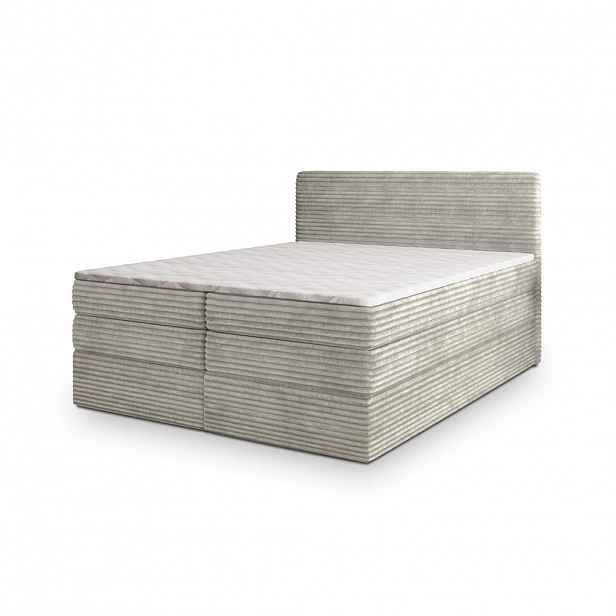 MASSENO POSTEL BOXSPRING LUNERA 160x200 cm, s matrací a úložným prostorem, světle šedá