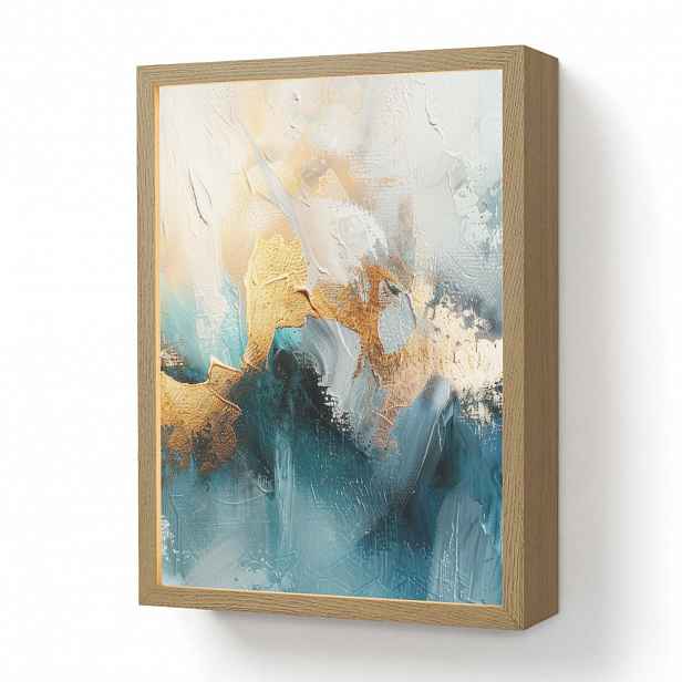 OnlyWow NÁSTĚNNÁ LAMPA S AKUMULÁTOREM Abstraktní - umění - zlatá - modrá 30x40 cm