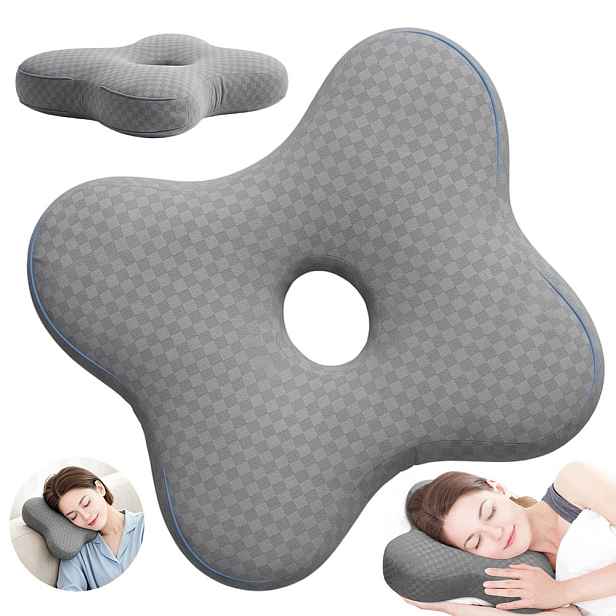 Polštář na piercing s dírkou 49 x 38 cm, šedý, odnímatelný Povlak