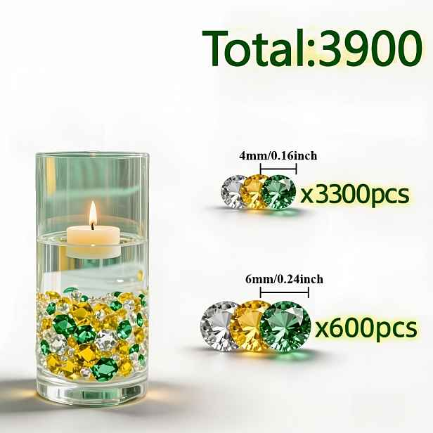 TEMU 3900 ks Akrylové zelené falešné diamanty, krystaly pro řemesla, dekorace na stůl, svatební potřeby, aranžmá na bankety, dekorace do kanceláře a