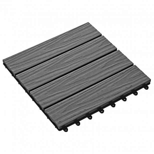 vidaXL Dlažba na terasu 3D design 11 ks Šedá 30 x 30 cm WPC