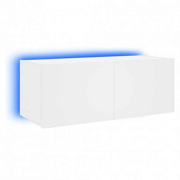 vidaXL Nástěnná TV skříňka s LED osvětlením bílá 80 x 35 x 31 cm