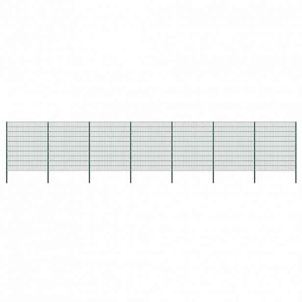 vidaXL Plotový panel se sloupky železný 1212 x 200 cm zelený