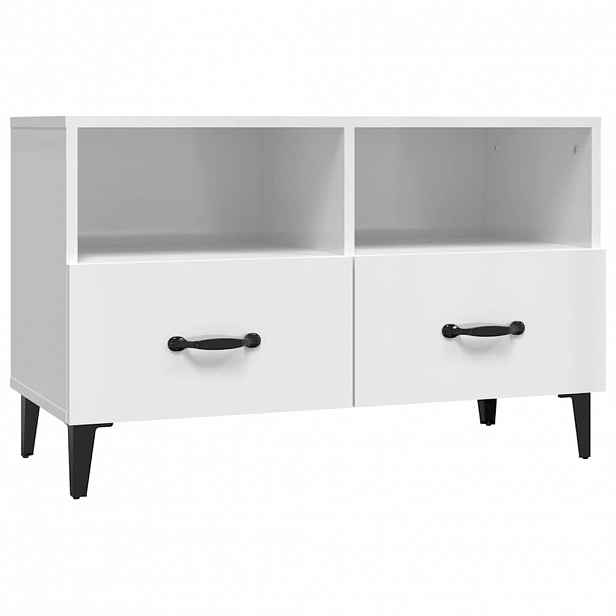 vidaXL TV skříňka bílá s vysokým leskem 80x36x50 cm kompozitní dřevo