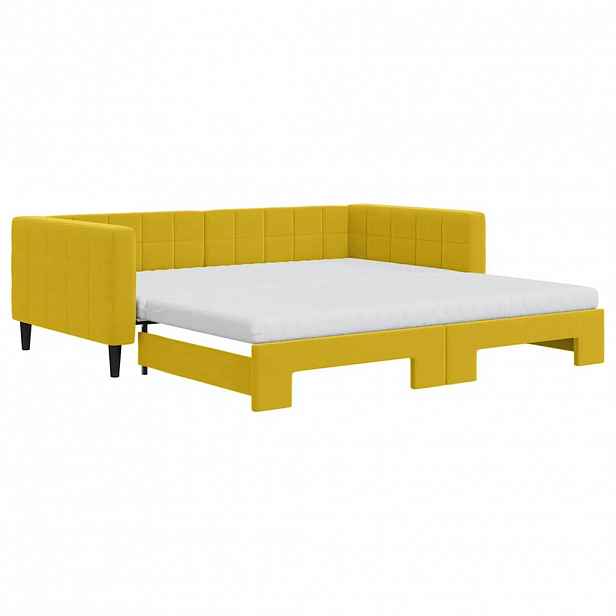 vidaXL Válenda s přistýlkou a matracemi žlutá 100 x 200 cm samet