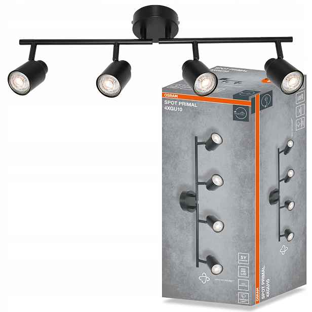 Stropní Svítidlo Nástěnné svítidlo s pohyblivým bodovým reflektorem 4x GU10 Osram