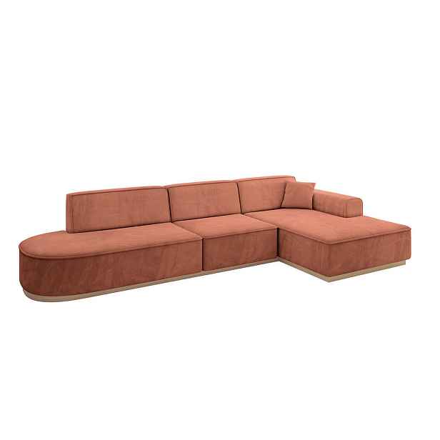 ALTDECOR ROHOVÁ SEDAČKA s otomanem, pravá IREA-L2 327x165x80 Meruňková Velur