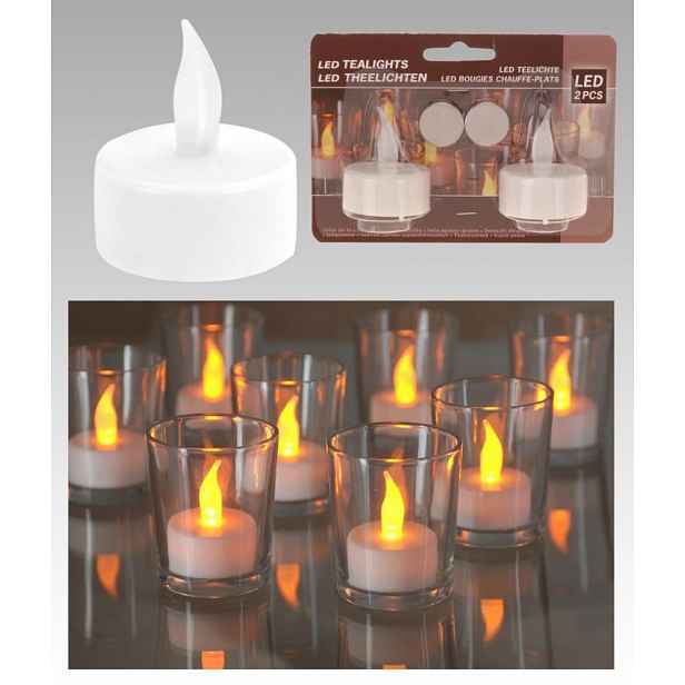 svíčka d 3,5cm LED čajová 2ks, vč. baterie