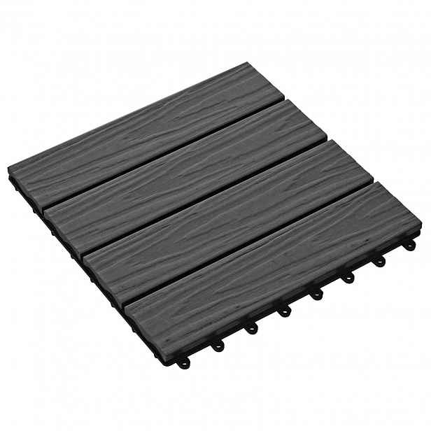 vidaXL Dlažba na terasu 3D design 11 ks Černá 30 x 30 cm WPC