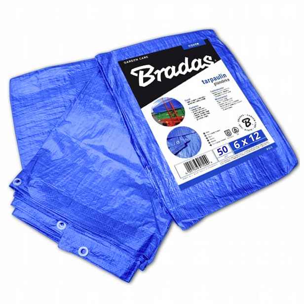 Vyztužená Plachta modrá 50 g/m2 6 x 12 m Voděodolná Plachta Bradas