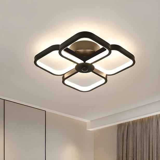 TEMU Moderní geometrické zapuštěné LED stropní svítidlo, vyrobené z akrylového hliníku, 18W, stmívatelné ve třech barvách, vhodné pro rodinné ložnice