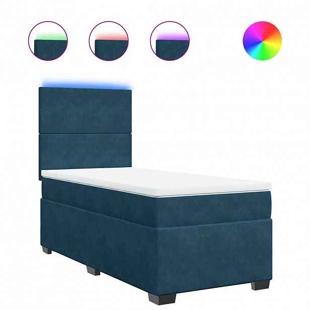 vidaXL Box spring postel s matrací modrá 90 x 190 cm samet