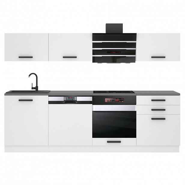 B BELINI GROUP KUCHYŇSKÁ LINKA Linda 240 cm, s pracovními deskami, Bílá matná