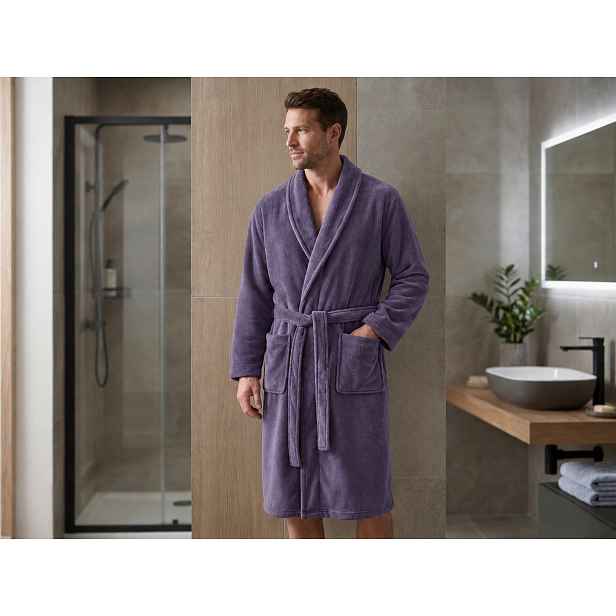 Pánský mikroplyšový župan VELVET TOUCH, světle fialový