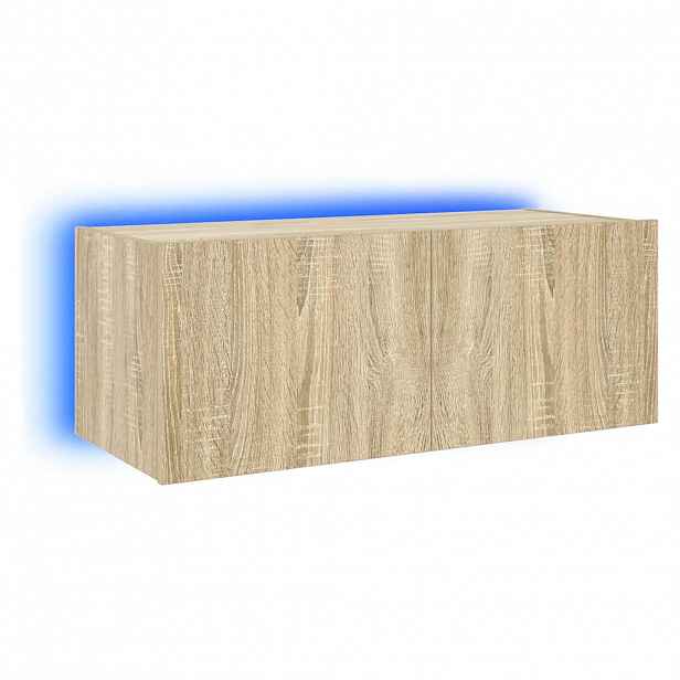 vidaXL Nástěnná TV skříňka s LED osvětlením dub sonoma 80 x 35 x 31 cm