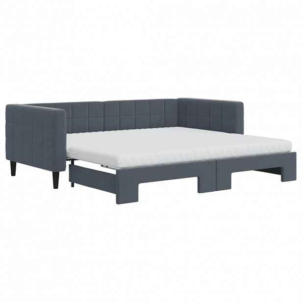 vidaXL Válenda s přistýlkou a matracemi tmavě šedá 90 x 190 cm samet