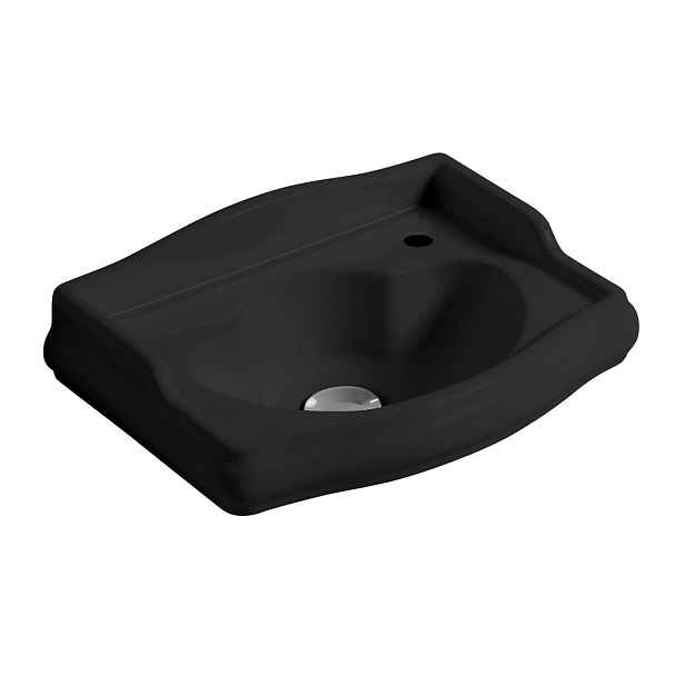 Kerasan RETRO keramické umývátko 41x30cm, otvor pro baterii vpravo, černá mat