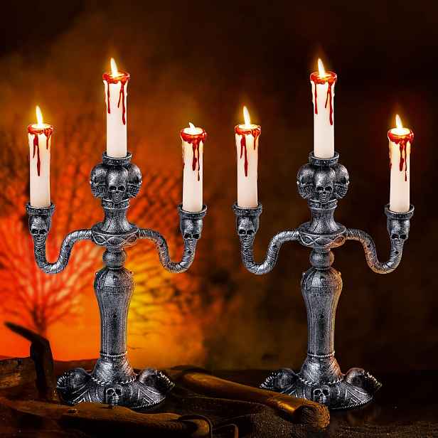 Led svíčky s 6hodinovým časovačem, na baterie, na Halloween, 2 ks