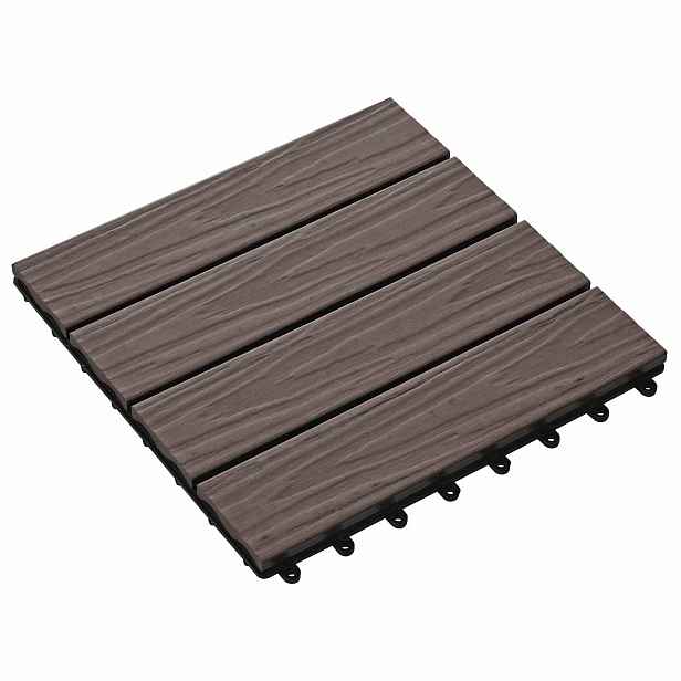 vidaXL Dlažba na terasu 3D design 11 ks Tmavě hnědá 30 x 30 cm WPC