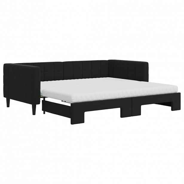 vidaXL Válenda s přistýlkou a matracemi černá 90 x 190 cm samet