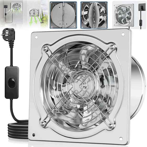Vysoce Výkonný Odtahový Ventilátor 525 M³/h Nástěnný Axiální S Přepínačem