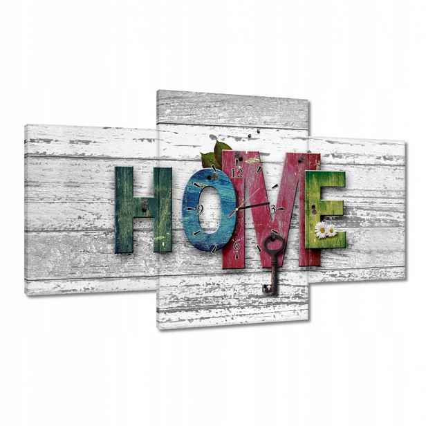 Hodiny 100x60 Barevný nápis Home