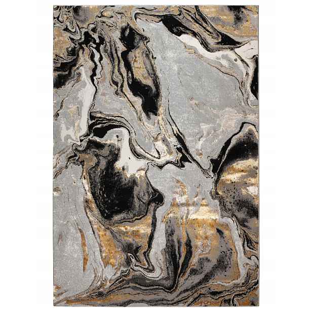 Koberec Glamour Grece 160x230 cm Mramor Šedý zlatý
