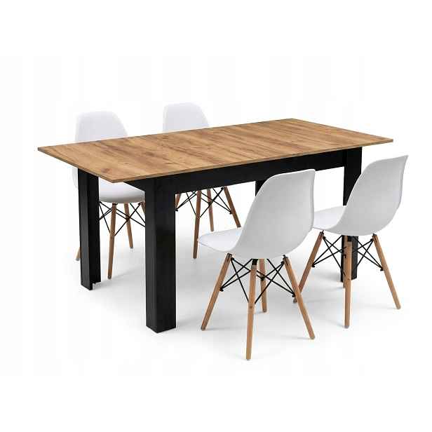 Rozkládací stůl Craft 120/160x80 cm 4 skandinávské židle, bílé