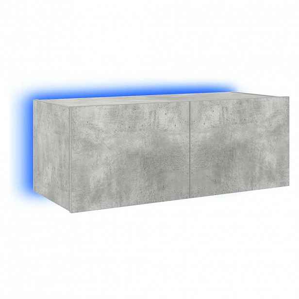 vidaXL Nástěnná TV skříňka s LED osvětlením betonově šedá 80x35x31 cm