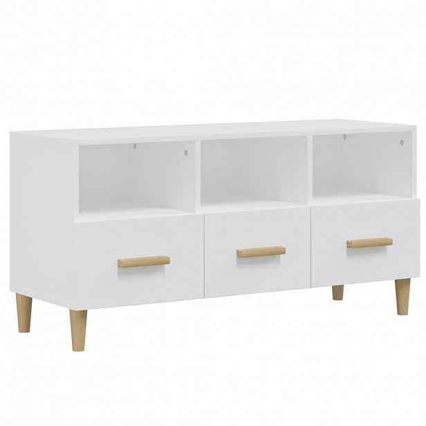 vidaXL TV skříňka bílá s vysokým leskem 102x36x50 cm kompozitní dřevo