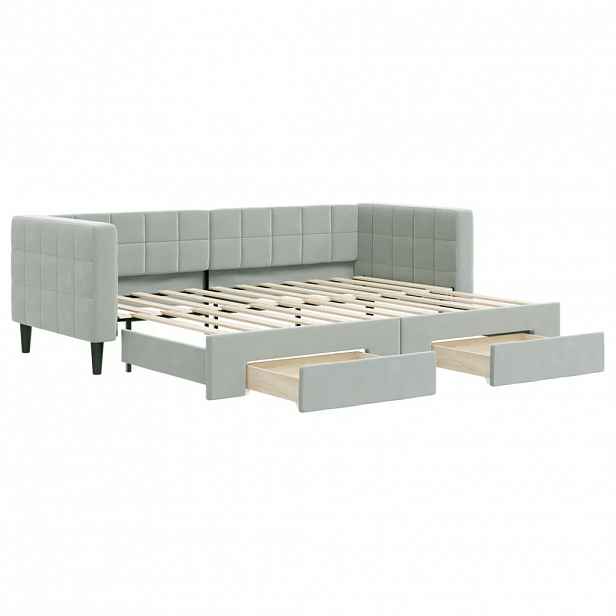 vidaXL Válenda s přistýlkou a zásuvkami světle šedá 80 x 200 cm samet