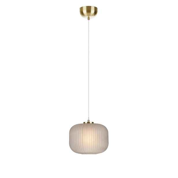 Závěsná lampa se skleněným, rýhovaným stínítkem, zlatá/kouřová Markslojd