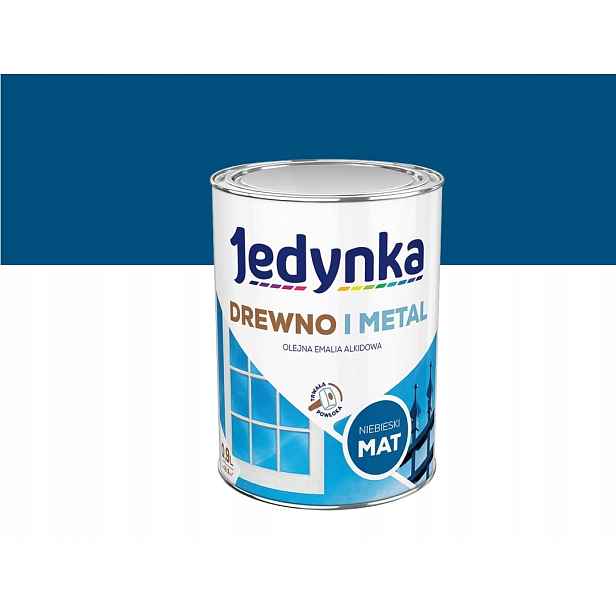 Jedynka Olejová alkydová smaltovaná hmota na dřevo a kov, matná modrá, 0,9 l