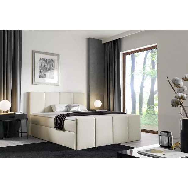 Postel s matrací a roštem LOLA - 140x220, béžová 2 + topper ZDARMA