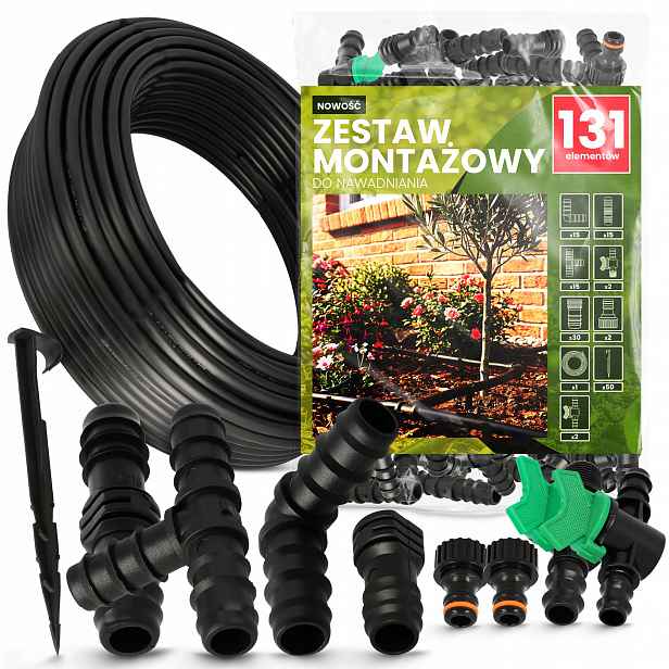 Sada Na Zavlažování fóliových tunelů 131 El. Trubka Pe 16MM 100M Tvarovky Hadice