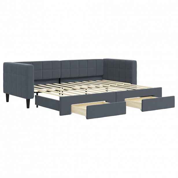 vidaXL Válenda s přistýlkou a zásuvkami tmavě šedá 80 x 200 cm samet