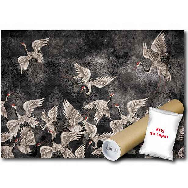 Vinylová fototapeta jeřáb pták ornament 208x146